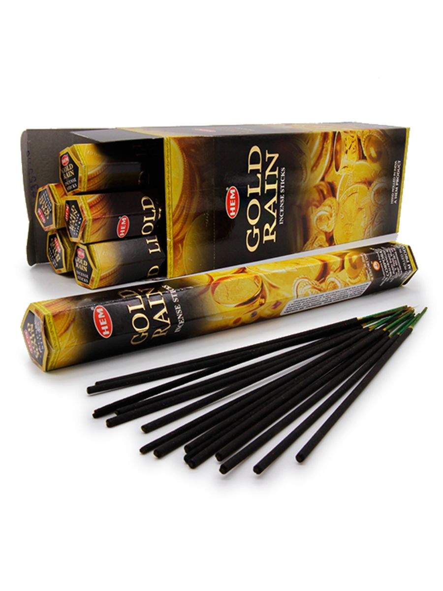 Благовония HEM GOLD RAIN Золотой дождь Нероли Лотос Сандал и Чампа уп-6шт