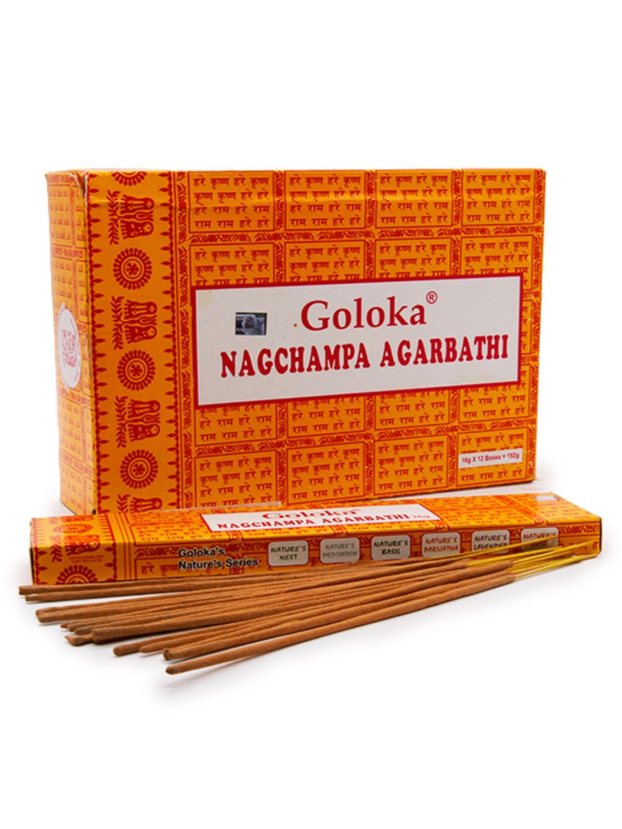 Благовония Goloka Nag Champa ПРИВЛЕЧЕНИЕ УДАЧИ с цветами Лотоса и Рудракши уп-12шт 16g