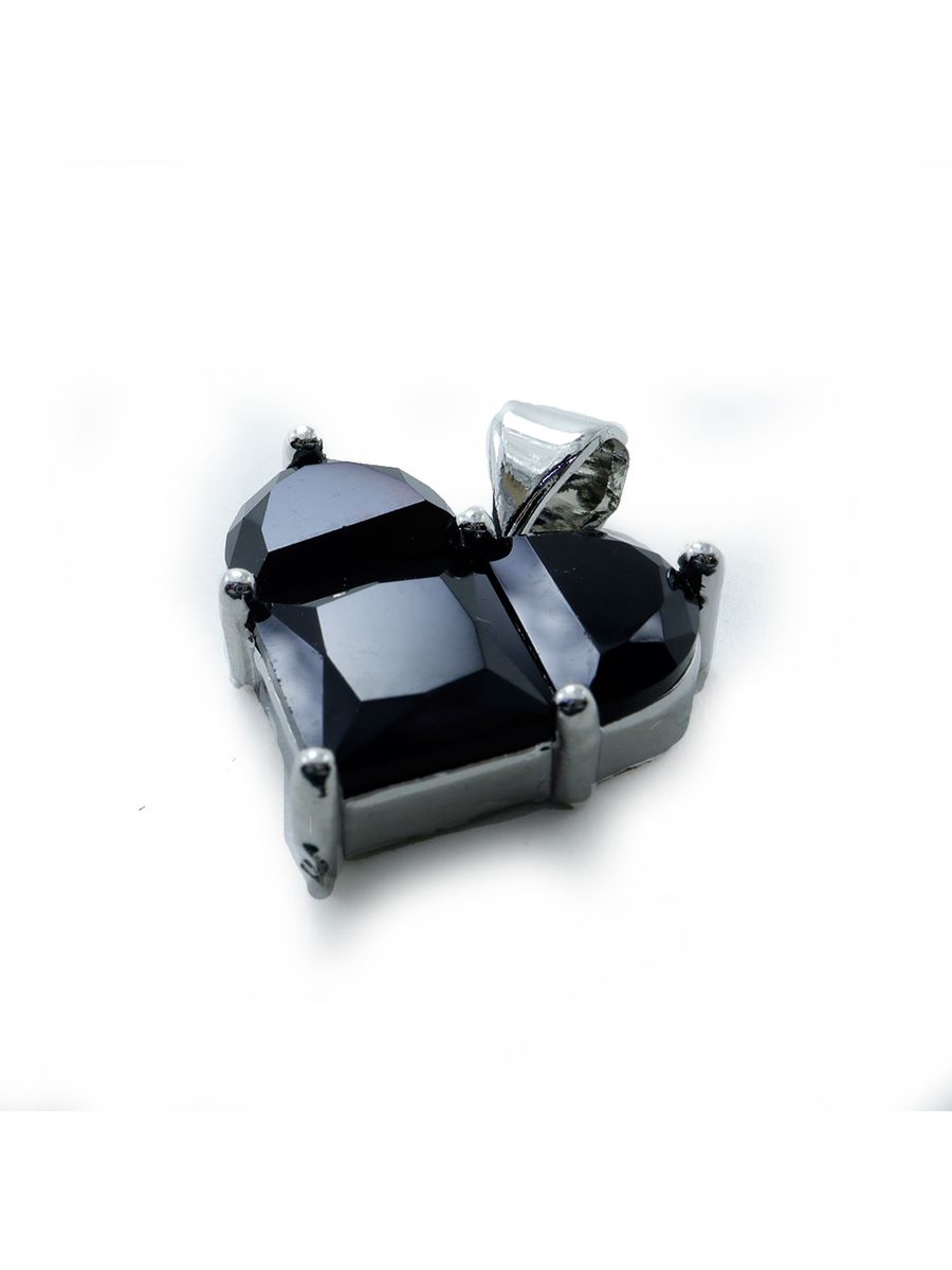 Подвеска Сердечко Black-silver чешское стекло с алмазной огранкой